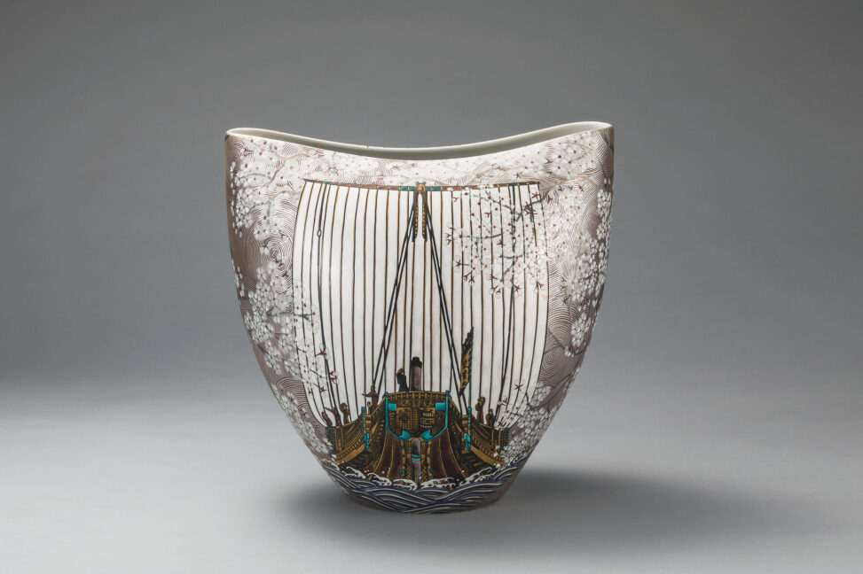 「プラチナ彩　北前船　花器」 2019　30.0×37.0×37.0